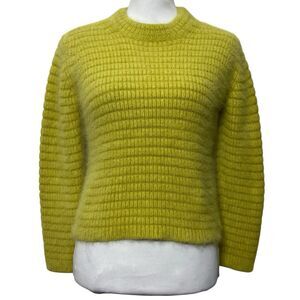 Roberto Collina Angora Crew Neck Sweater Chartreuse Women’s Size Small Knit